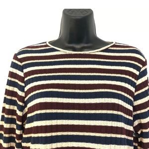 Zara XL Striped Shirt Knit Metallic Gold